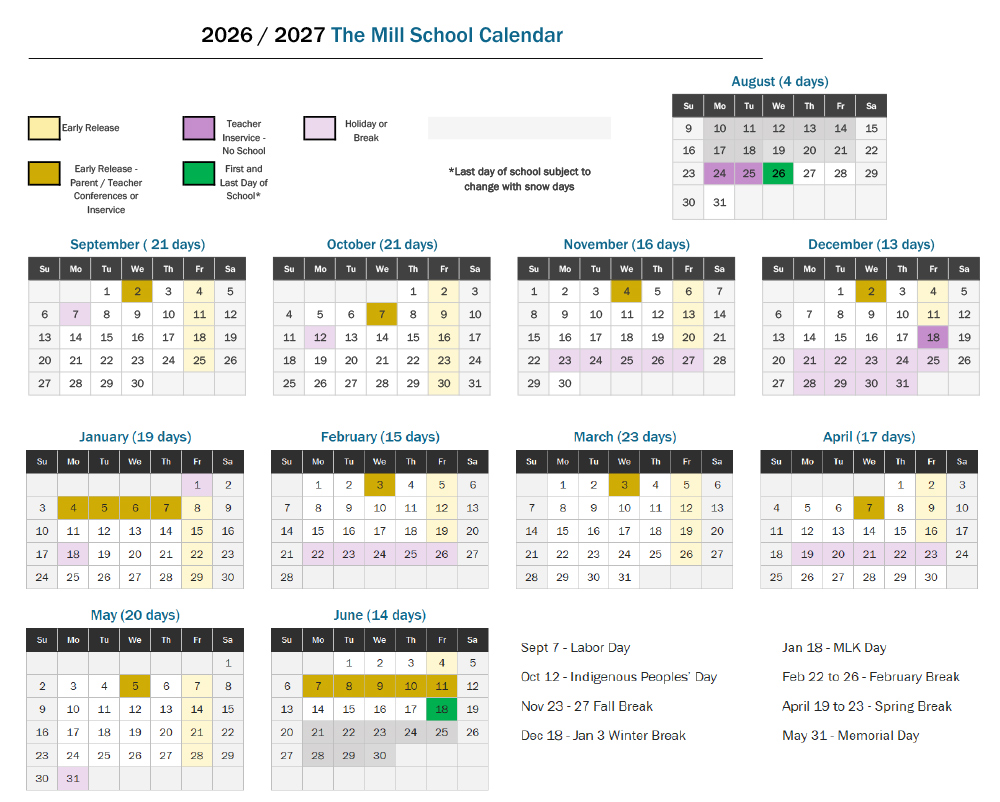 2026-2027 School Calendar