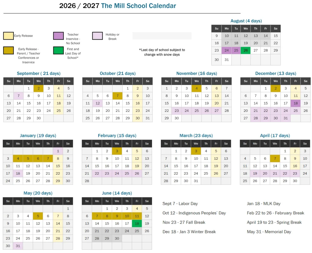 2026-2027 School Calendar